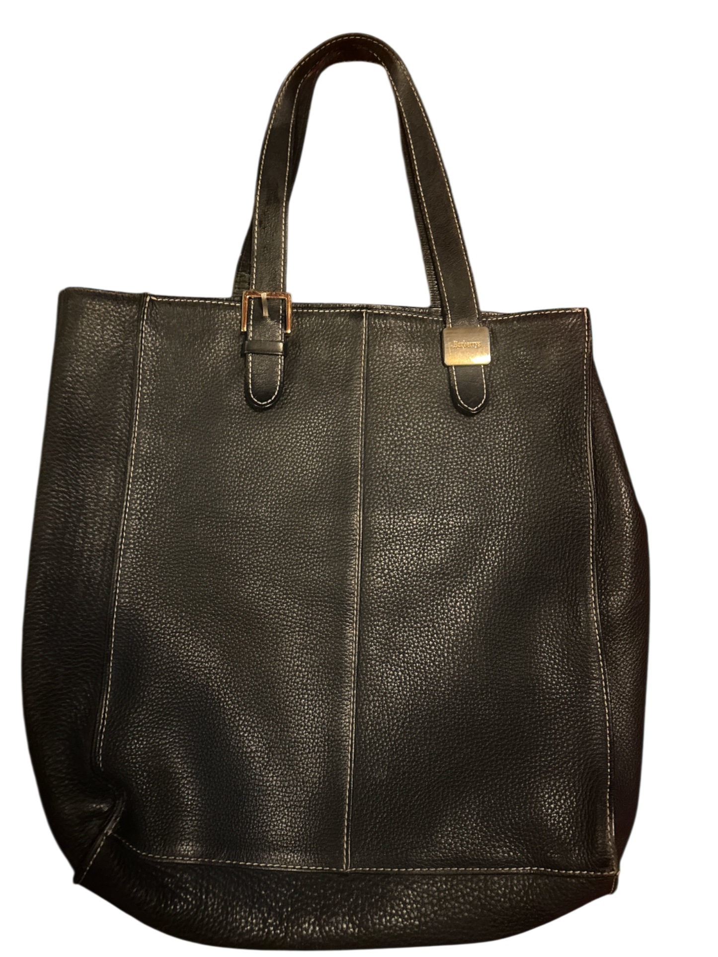 Vintage Burberrys Pebbled Leather Tote - Black