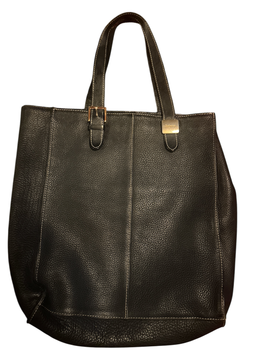 Vintage Burberrys Pebbled Leather Tote - Black