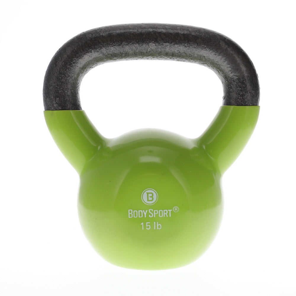 15LB KETTLEBELL, LATEX-FREE, LIGHT GREEN