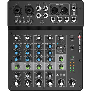 Harbinger LV8 8-Channel Analog Mixer With Bluetooth-  Refurbished