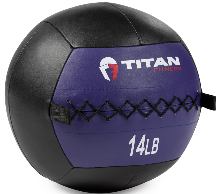 Titan Fitness 14lb soft Leather Medicine Wall Ball Durable, Endurance, Cardio, Core Strength - Used