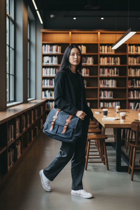 Laptop Bag  In Blue Denim, Size:Small