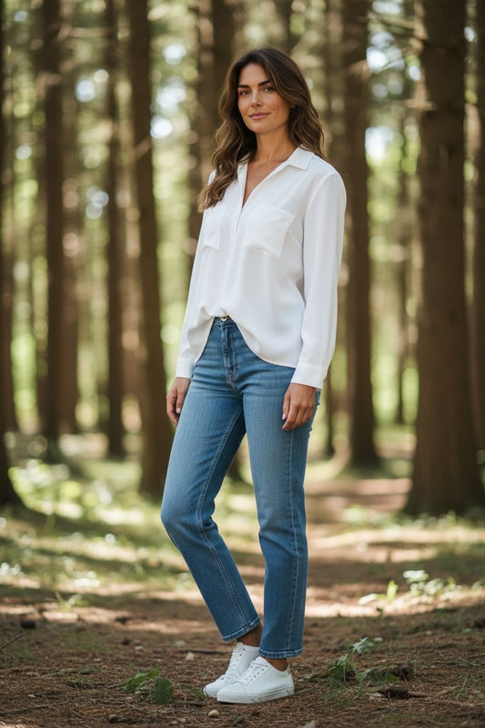 Top 3/4 Sleeve By Nine West In White, Size:L