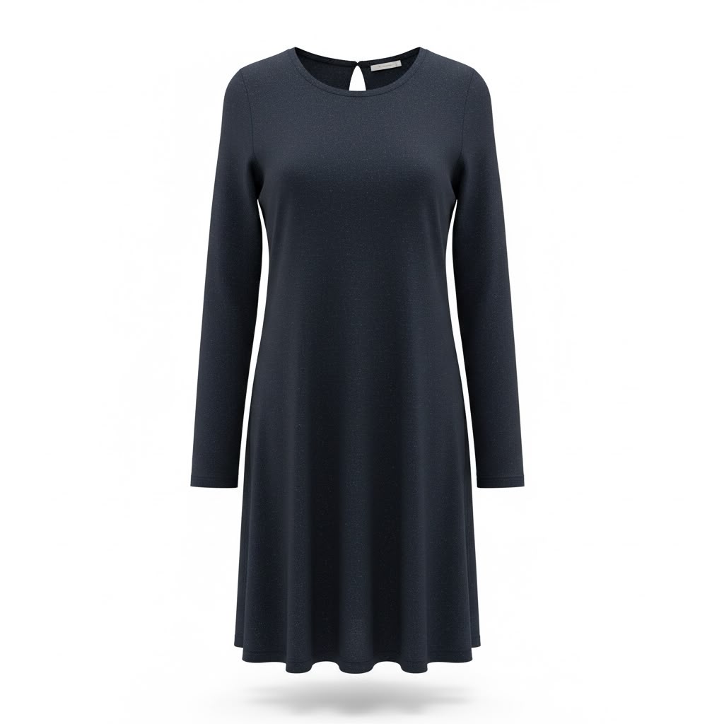 Dress Casual Midi  In Navy, Size:S