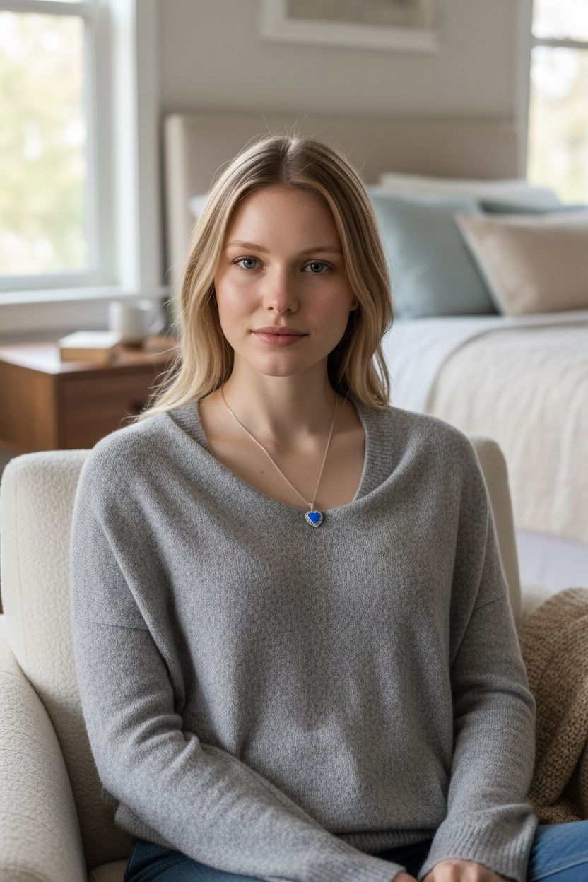 Lab-Created Blue Opal & Crystal Heart Pendant Necklace