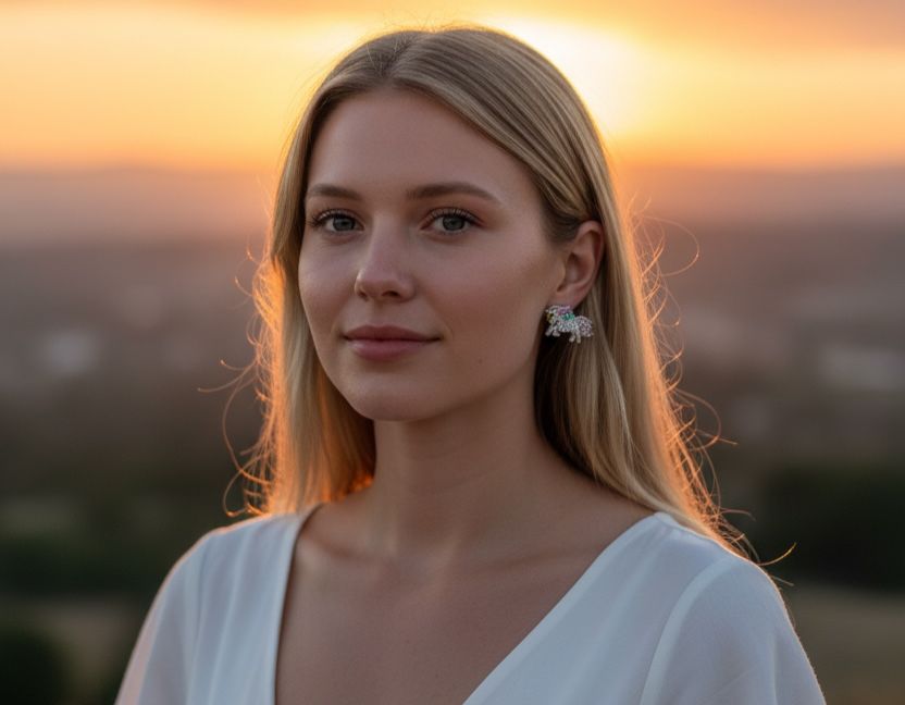 Pink Crystal & Silvertone Unicorn Stud Earrings