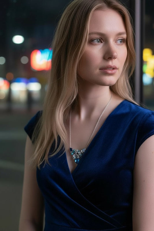 Kanishka Blue Crystal & Silvertone Statement Necklace