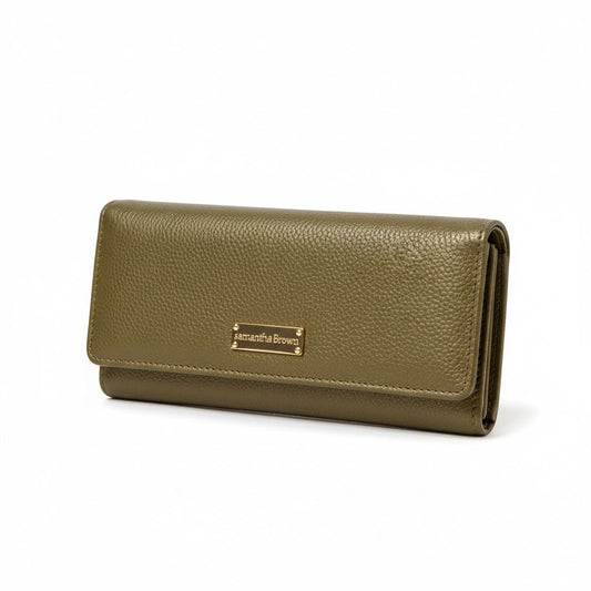 Samantha Brown Green Leather Wallet , Size Medium