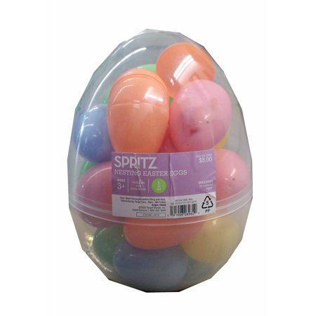Spritz Plastic Nesting Easter Egg - Set 19 Colored Refillable - New