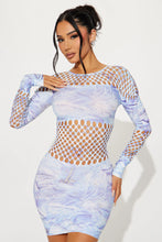 Load image into Gallery viewer, NEW Fashion Nova | Hallie Seamless Mini Dress Blue/combo- S/M
