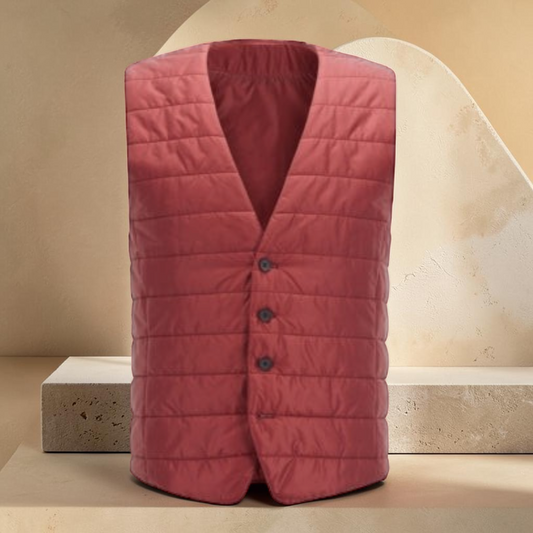 Men's Lightweight Quilted V-Neck Button Down Vest - New 42R