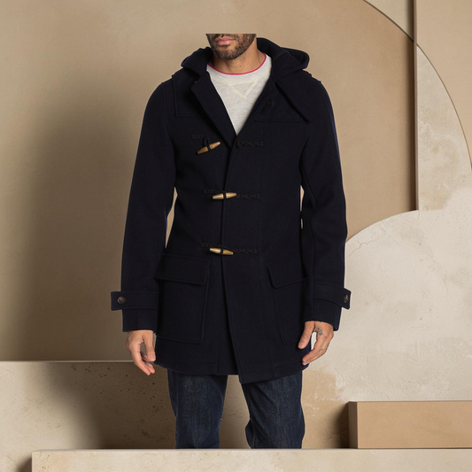 New - Classic Long Wool Blend Duffle Coat - Small