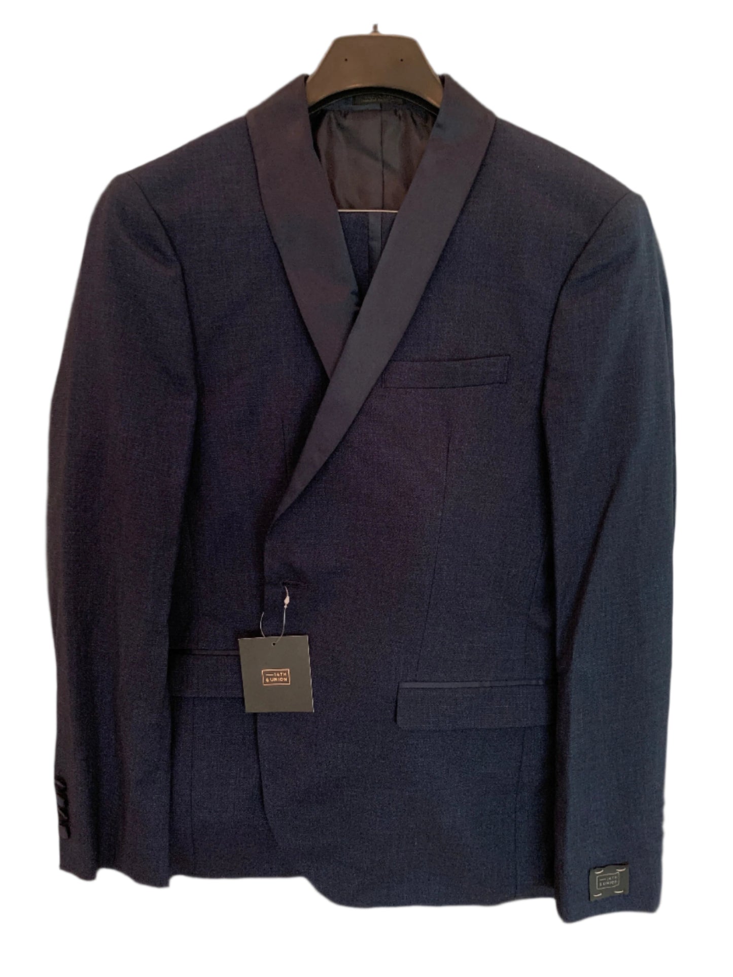 New - 14th & Union - Men's Suit Jacket - 44R Suit - Blue with satin lapel