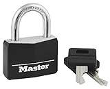 Master Lock 141D 1-9/16' Black Vinyl Cover Brass Padlock - New