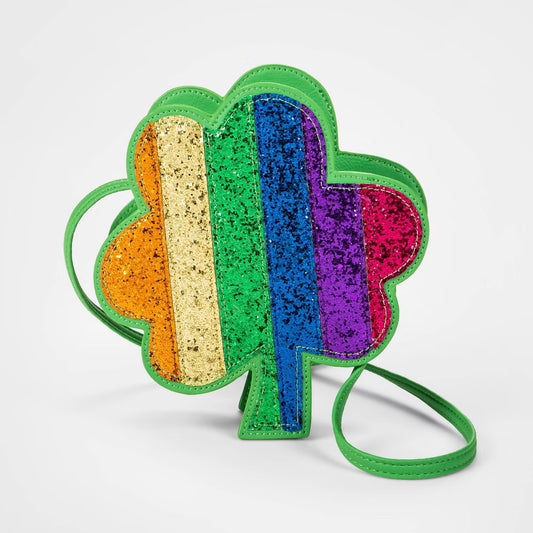 Girls' Novelty Glitter Rainbow Shamrock Handbag - Cat & Jack Green - New