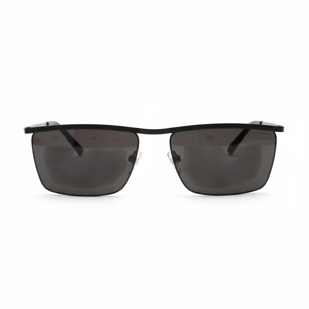 The Xchange black metal frame square sunglasses with dark grey lenses.