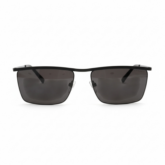 The Xchange black metal frame square sunglasses with dark grey lenses.
