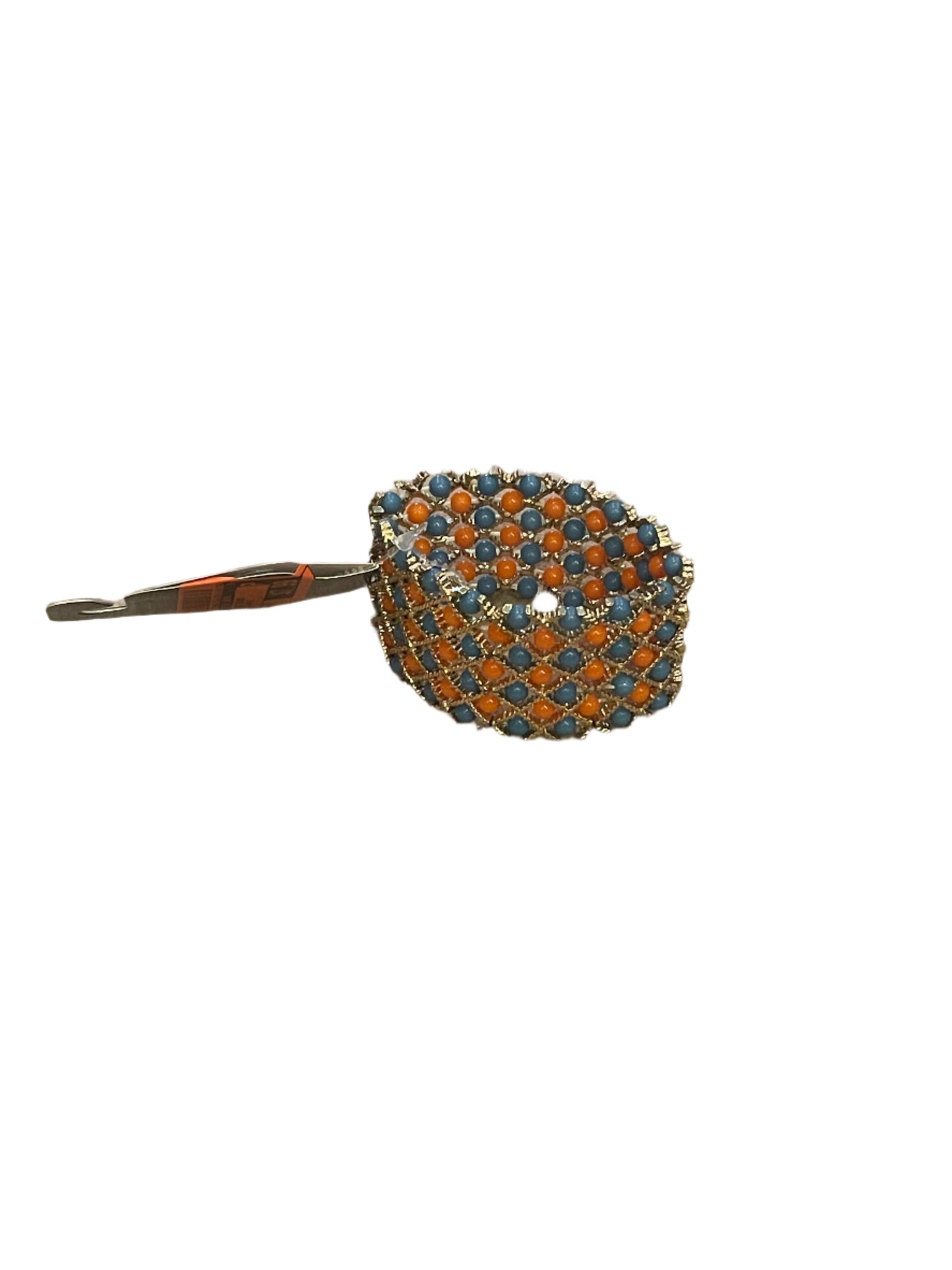 Bracelet Beaded  In Blue & Orange, Size:0
