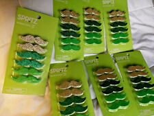 Spritz Mustaches 6 Pieces (2 Sparkly Gold, 2 Sparkly Green & 2 Furry Green) - New - St Patricks