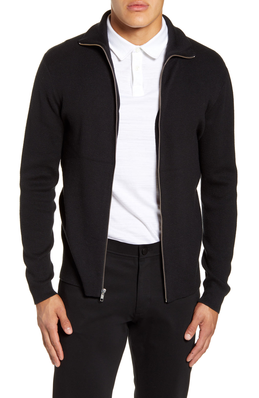 Men's Calibrate Mock Neck Zip Sweater, Size X-Large - Black - New