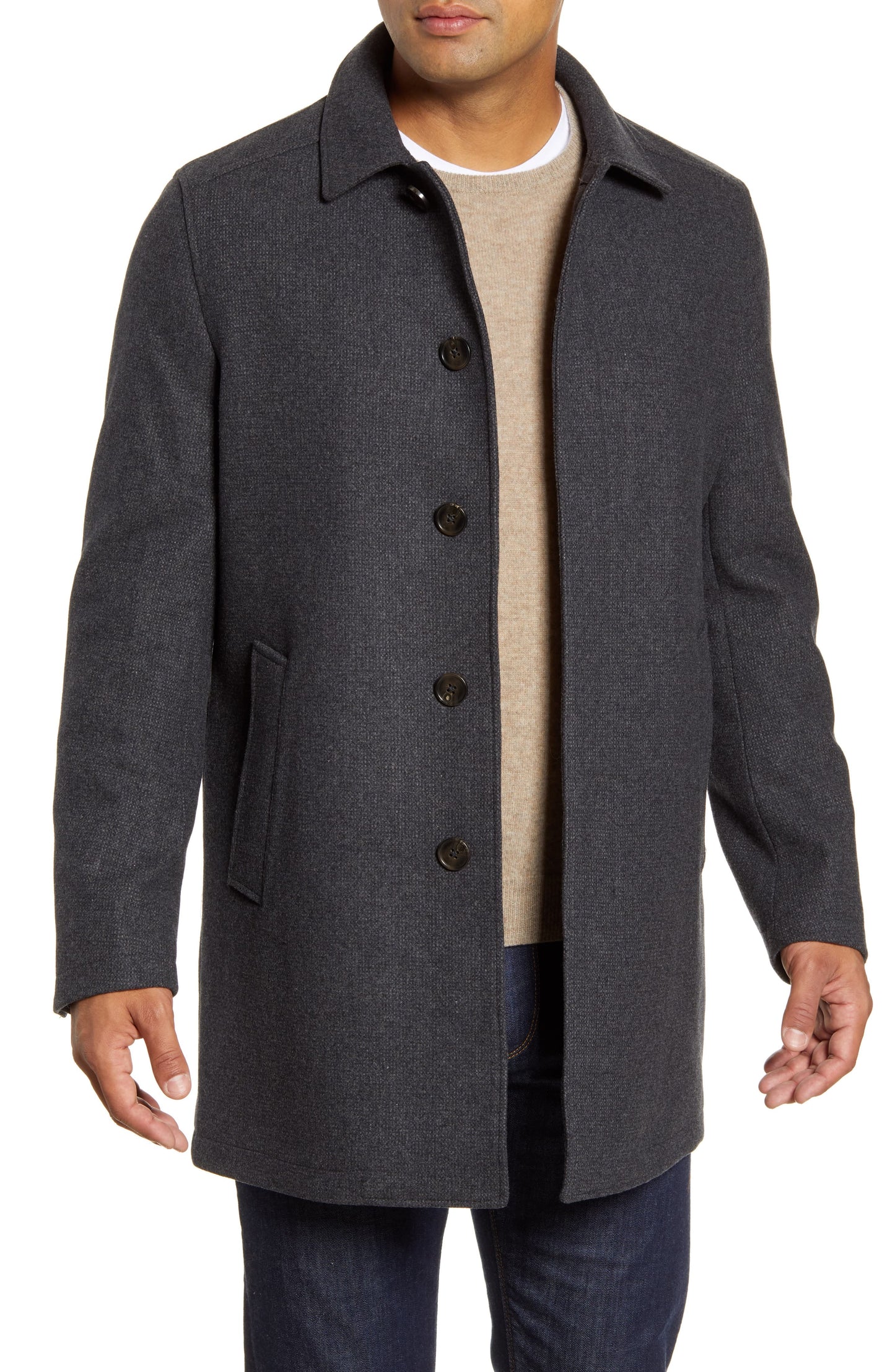 New - Men's John W. Nordstrom Russell Wool Blend Coat, Size 2XL - Grey