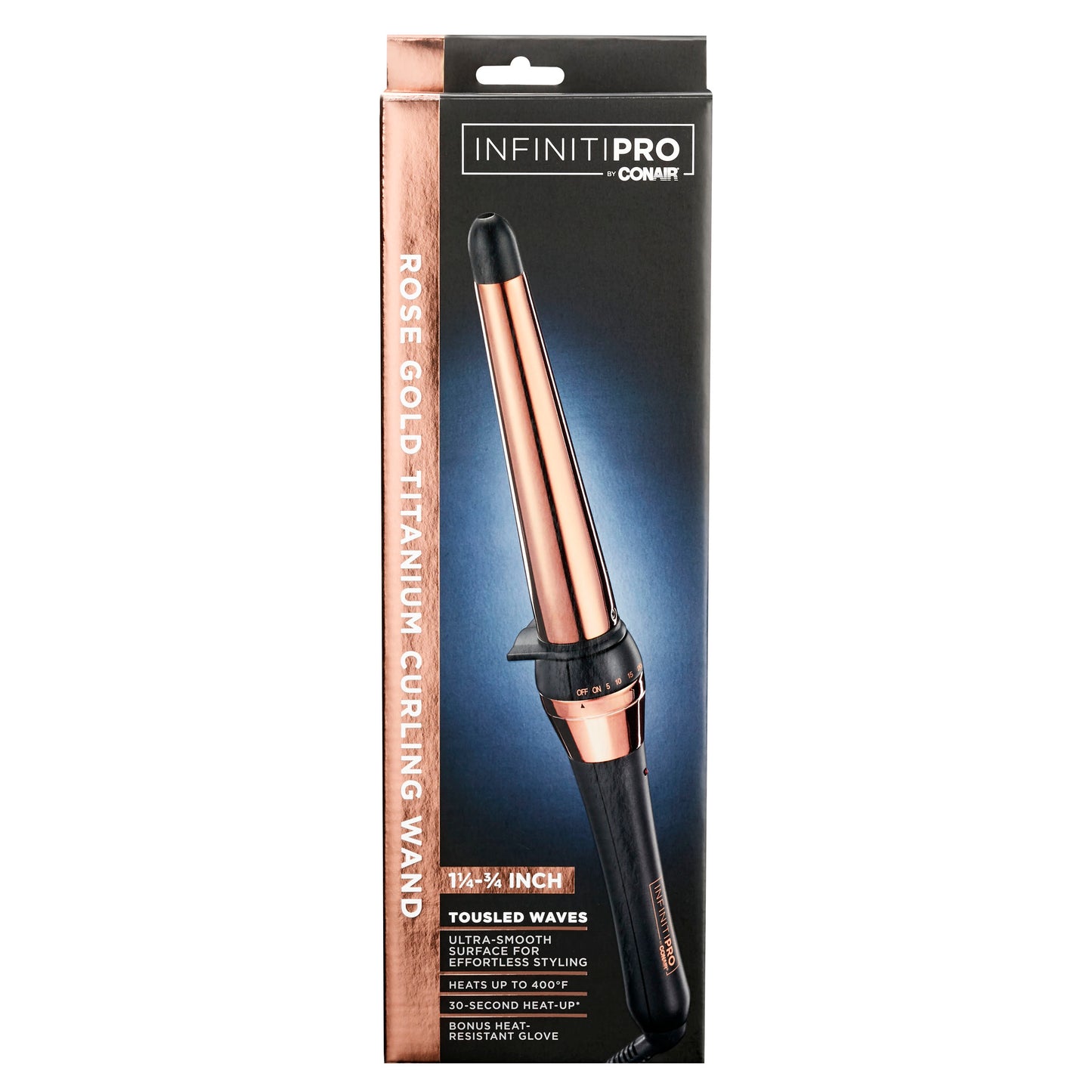 Conair InfinitiPRO Rose Gold Titanium Curling Wand, 1.25" - .75 - Open Box
