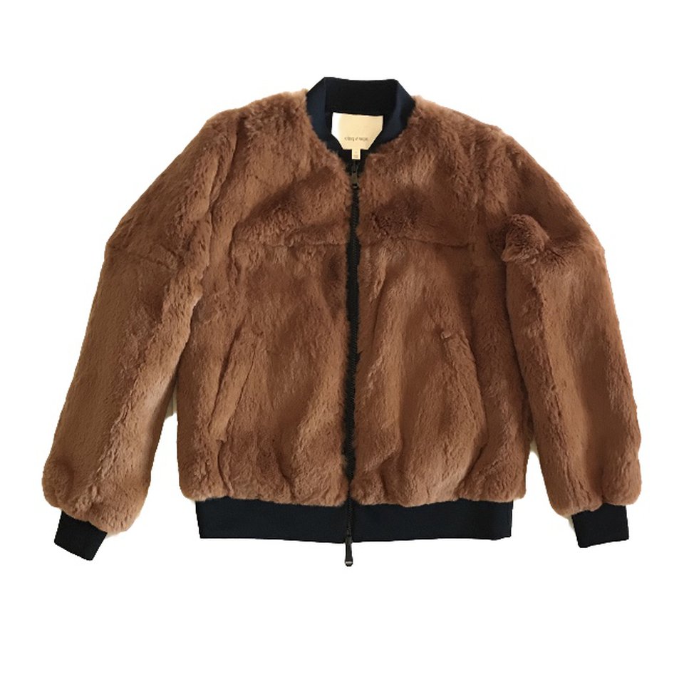 Women's - Cinq a Sept Reversible Corban fur bomber jacket - Rust / Black - Large - New with Tags