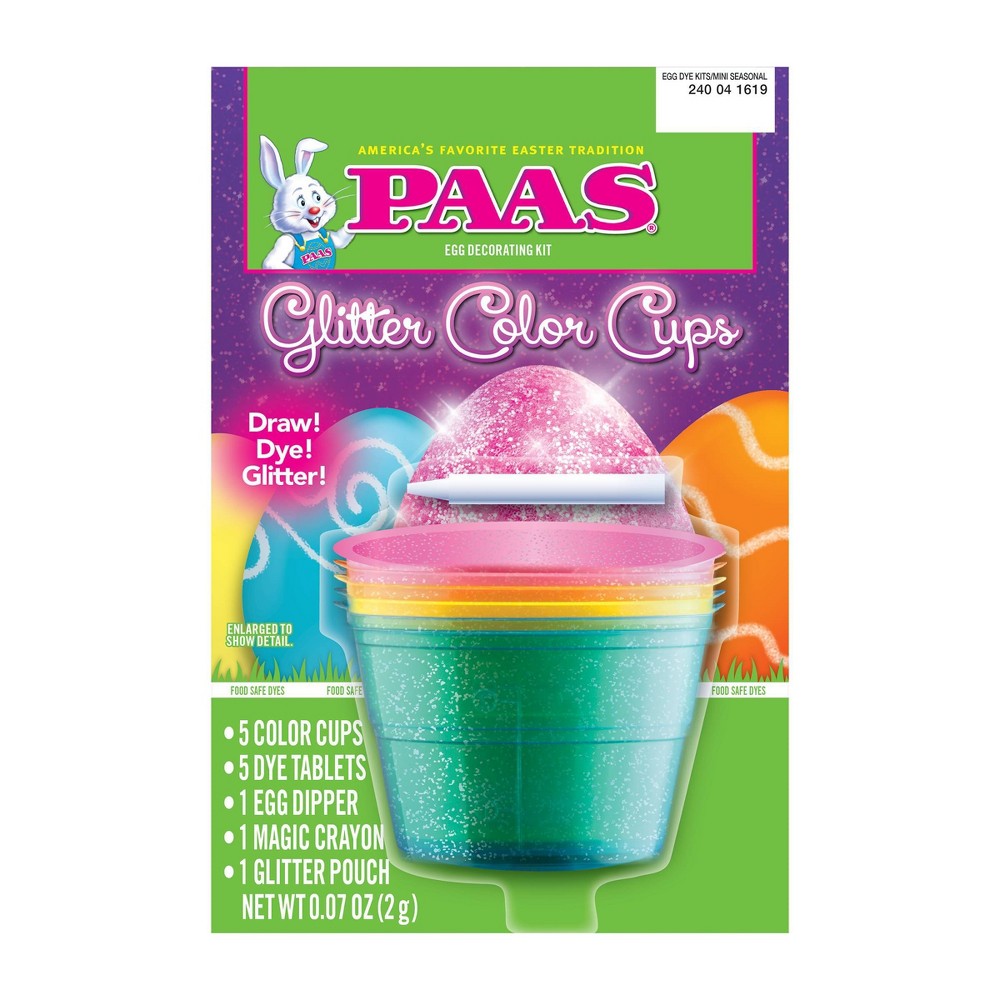 Paas Easter Glitter Color Cups Egg Decorating Kit - New