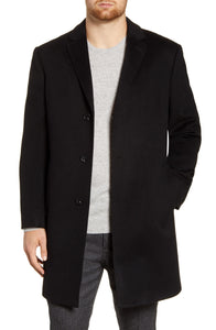New - Men's Big & Tall John W. Nordstrom Mason Wool & Cashmere Overcoat, Size 54L - Black