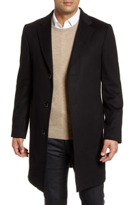 New - Men's Nordstrom Signature Darien Solid Cashmere Overcoat, Size 48R - Black
