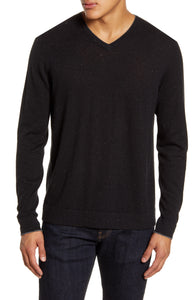 New - Men's Nordstrom Signature Cashmere V-Neck Sweater, Size Small - Black