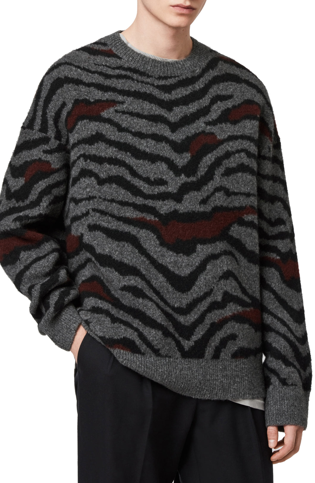 New - Men's Tora Crewneck Cheetah Print Sweater - Large
