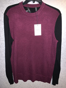 New - Men's Hills Colorblock Cashmere Sweater - Wine & Black - Medium