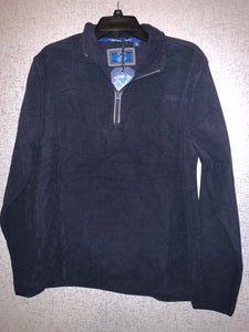 New - Partial Zip Fleece Knit Sweater - Blue - Medium