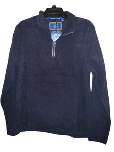 New - Partial Zip Fleece Knit Sweater - Blue - Medium