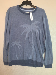 New - Tommy Bahama Tonal Palm Crew Neck Sweater Monaco Blue XL