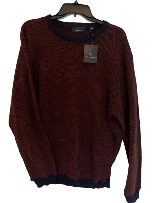New - Men's Toscano Mock Neck Quarter Zip Diagonal Sweater - Burgundy - XL- Designer
