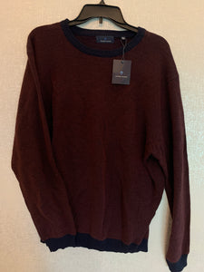 New - Men's Toscano Mock Neck Quarter Zip Diagonal Sweater - Burgundy - XL