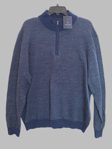 New - Men's Toscano Mock Neck Quarter Zip Diagonal Sweater - Blue - XL