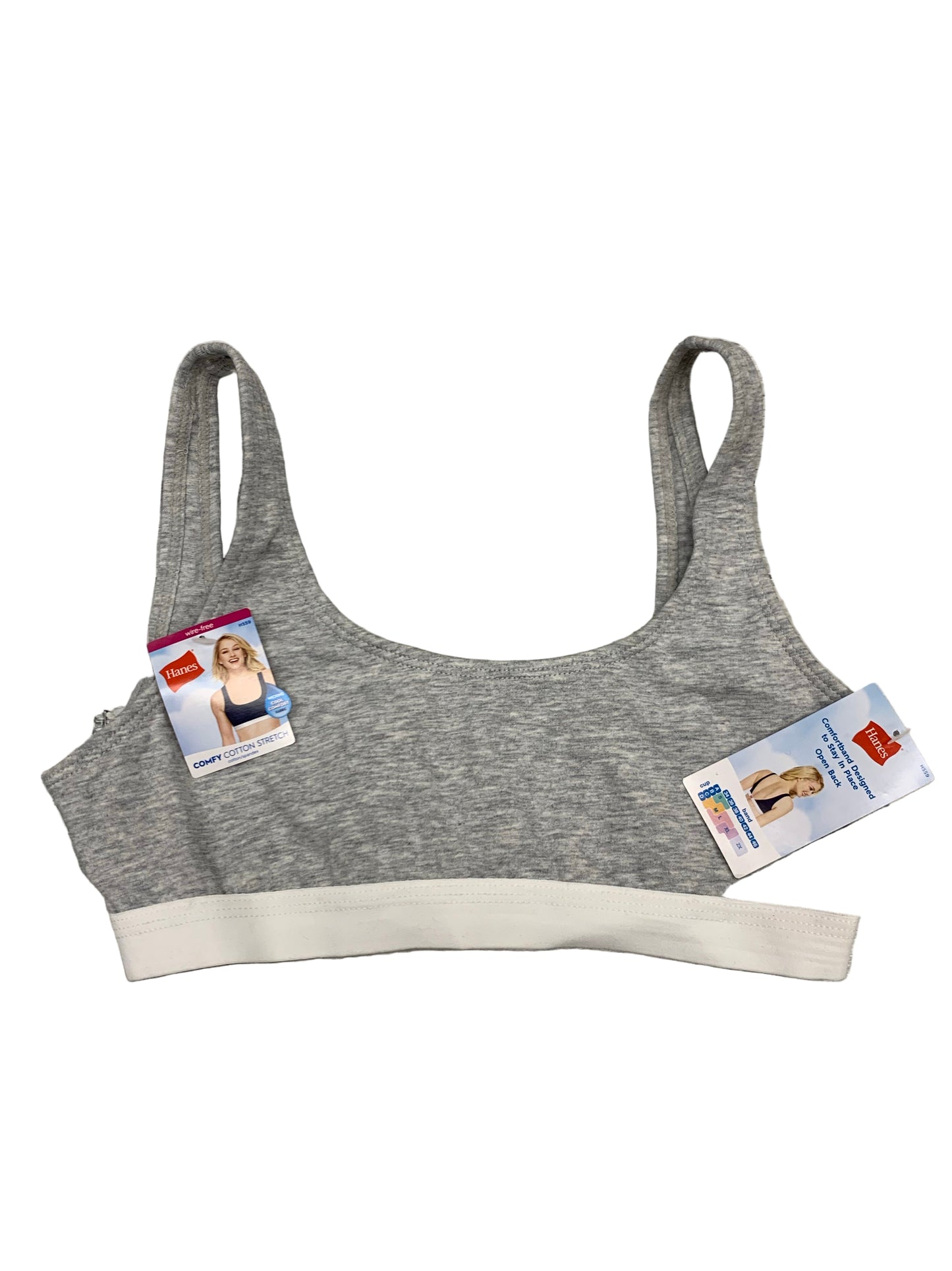 New - Hanes Women's Boyfriend Stretch Bra H559 - Gray Heather S