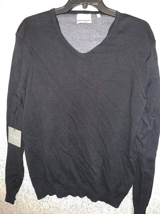 New - Men's Hickey Freeman Cotton Cashmere V:BLACK:LARGE - VEE SWEATER
