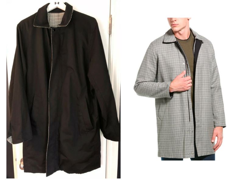 Men's Rag & Bone Reversible Coat - Black Herringbone L- Designer