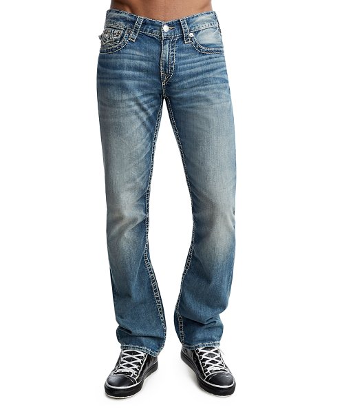 True Religion True Vibes Flap-Pocket Natural Big T Straight-Leg Jeans - Size 38 - New