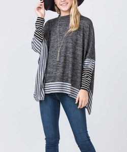 egs by éloges Charcoal Stripe Poncho Tunic - Size S - New